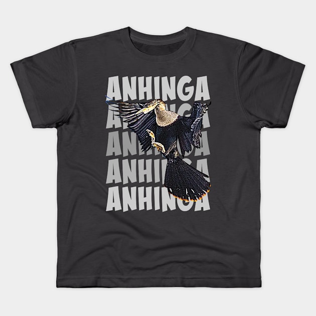 Anhinga Gray Kids T-Shirt by Ripples of Time